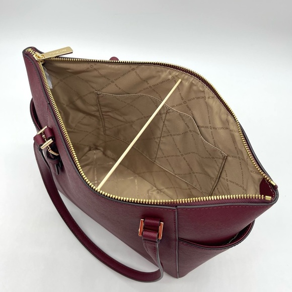 Michael Kors Large Charlotte Tote Bag Dark Cherry - Picture 7 of 8
